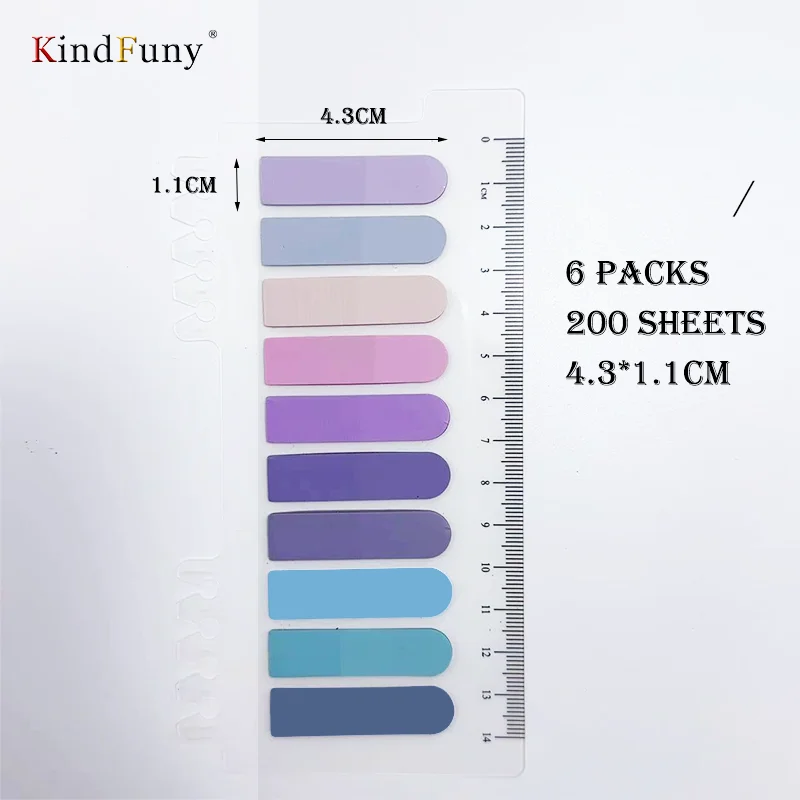 KindFuny 200pcs Transparent Stationery Fluorescent Index Tabs PET Arrow Flags Sticky Note for page Marker Planner Stationery