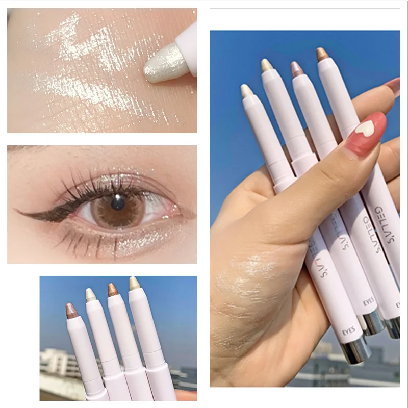 

Diamond Glitter Eyeshadow Liner Pencil Face Makeup Highlighter Long lasting Matte Pink Silkworm Champagne Gold Eyeliner Pen