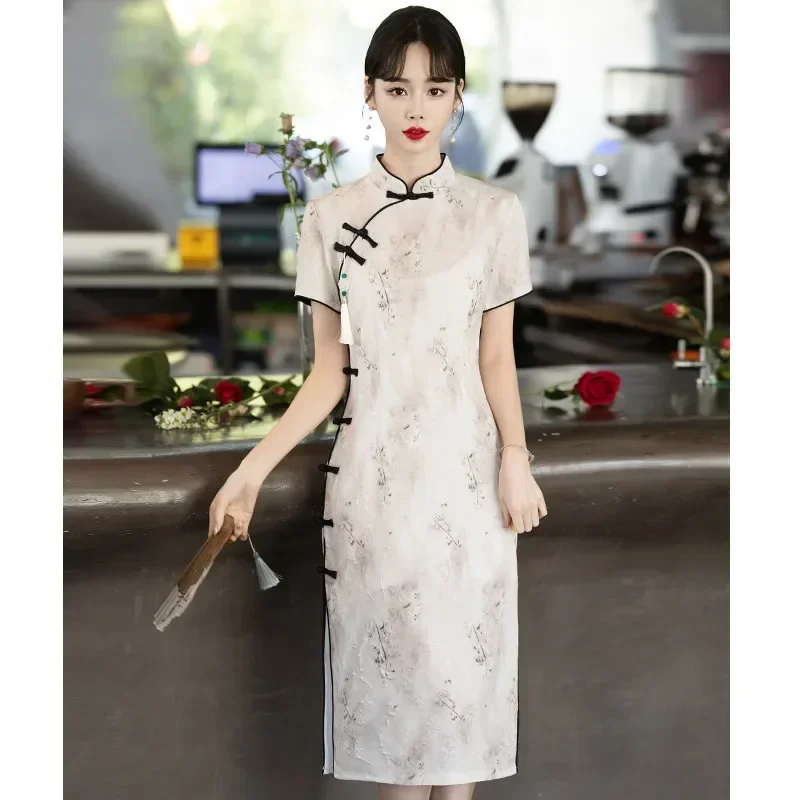 

2024 Chinese Style Improved Cheongsam Dress Dinner High-end Women Clothes Summer New Elegant Plus Size 5XL Evening Dresses