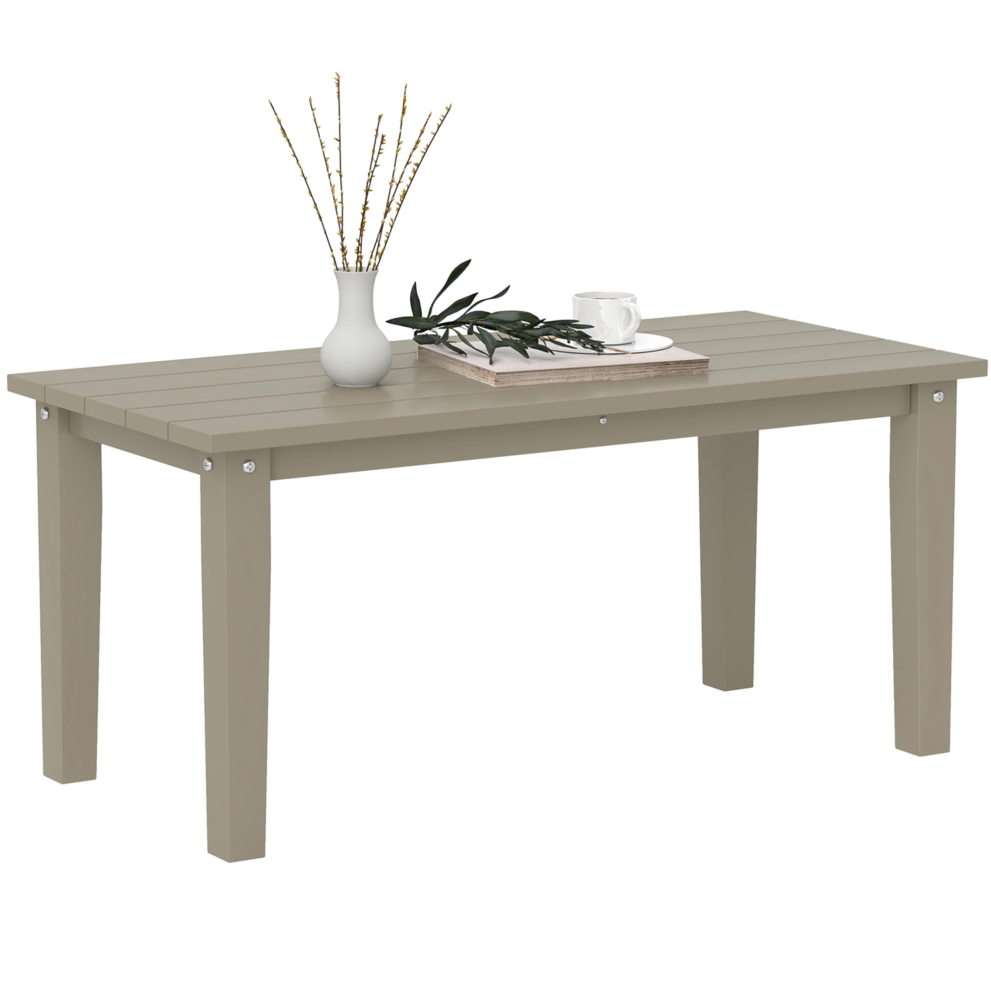 

Outsunny Hdpe Outdoor Coffee Table, All-Weather Rectangle Patio Coffee Table, Plastic Outdoor Patio Table with Slatted Tabletop