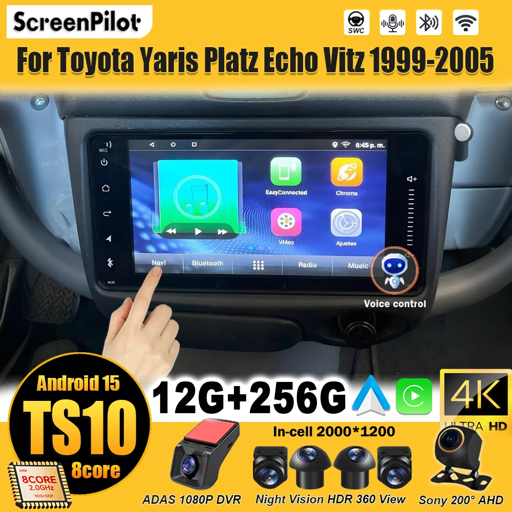 

Android 15 For Toyota Vitz XP10 Yaris Platz Echo1999 2000-2005 Car Radio Multimedia Video Player Wireless Android Auto Wifi RDS