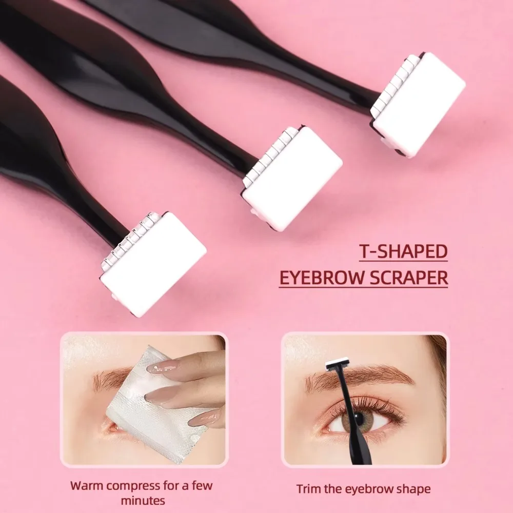3pcs Eyebrow Shaver Sets T-Shaped Stainless Steel Safety Eyebrow Shaver Cosmetic Tools Eyebrow Care and Shaving Safety Razor