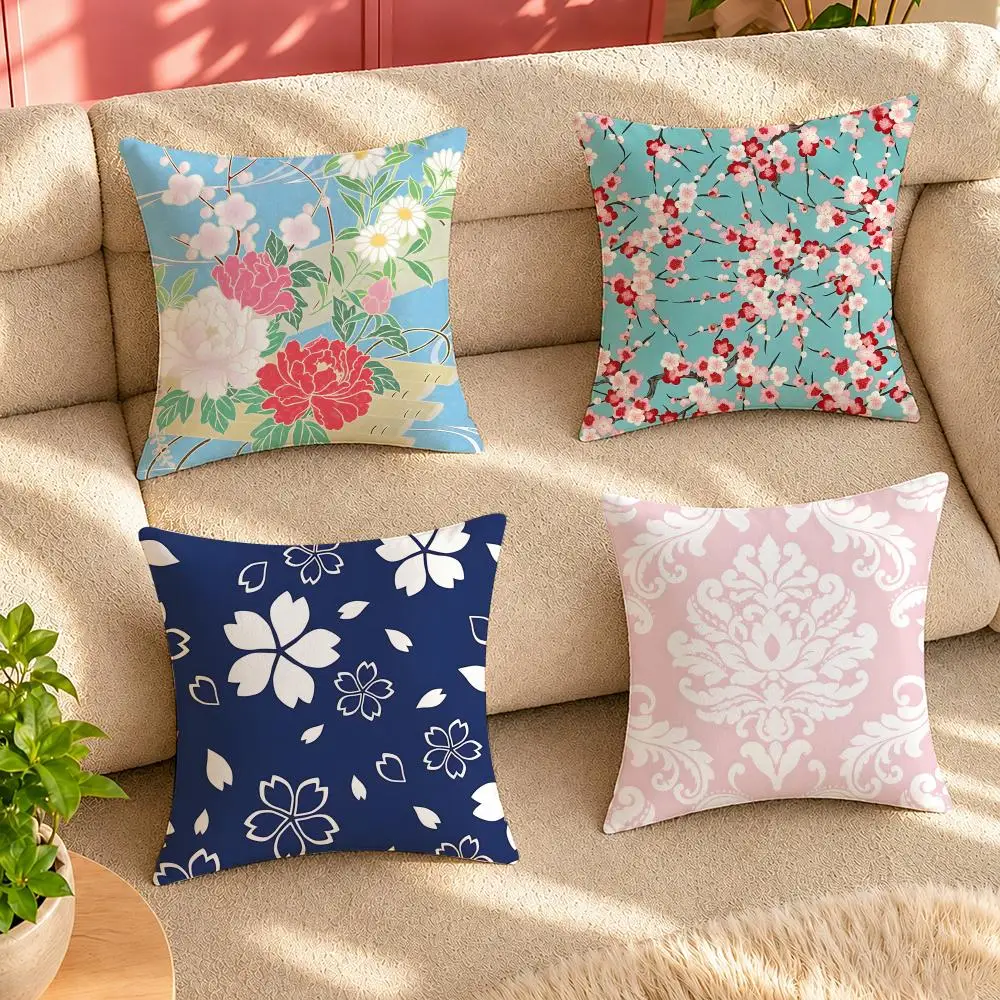 art Kimono Fabric Cushion Cover Pillow Cover Decorative Throw Couch Home Decor for Living Room Sofa