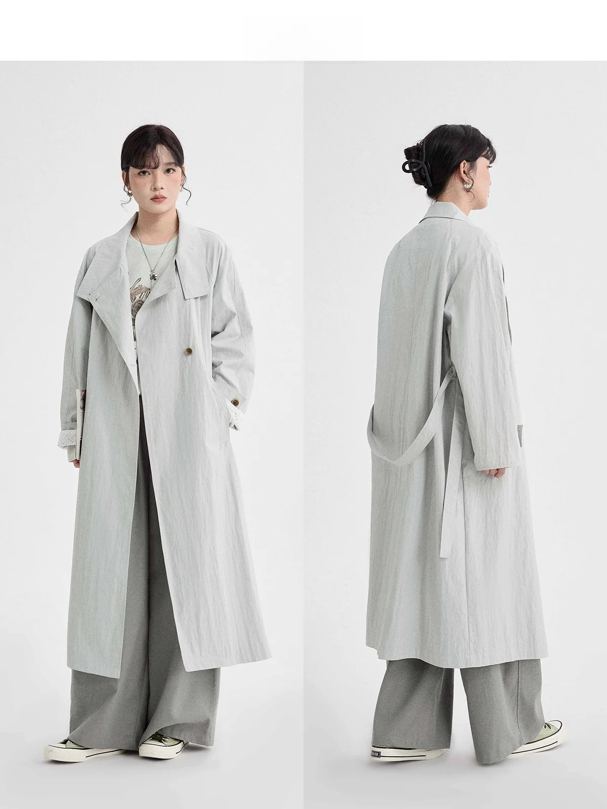 

Guier Long Coat Women's Casual Loose Sle Spring New Arrival Faionable Outerwear Ele Silhouette Single Button Closure