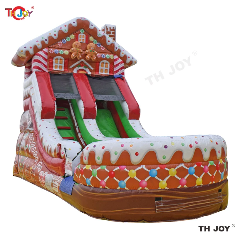 23ft Long Single Lane Inflatable Water Slide Nice Ginger Bread House Slide