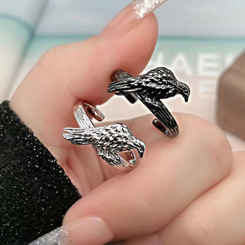 Dark Souls Ring Punk Goth Crow Alloy Couples Adjustable Rings Norse Mythology Arcane Accessories Creative Halloween Gift Revenge