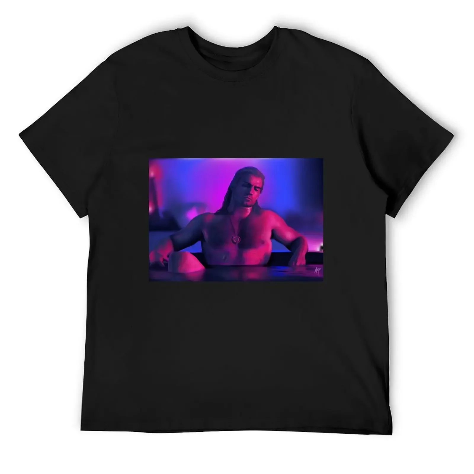 

Neon Geralt T-Shirt man t shirt aesthetic clothes customs design your own Short sleeve tee men