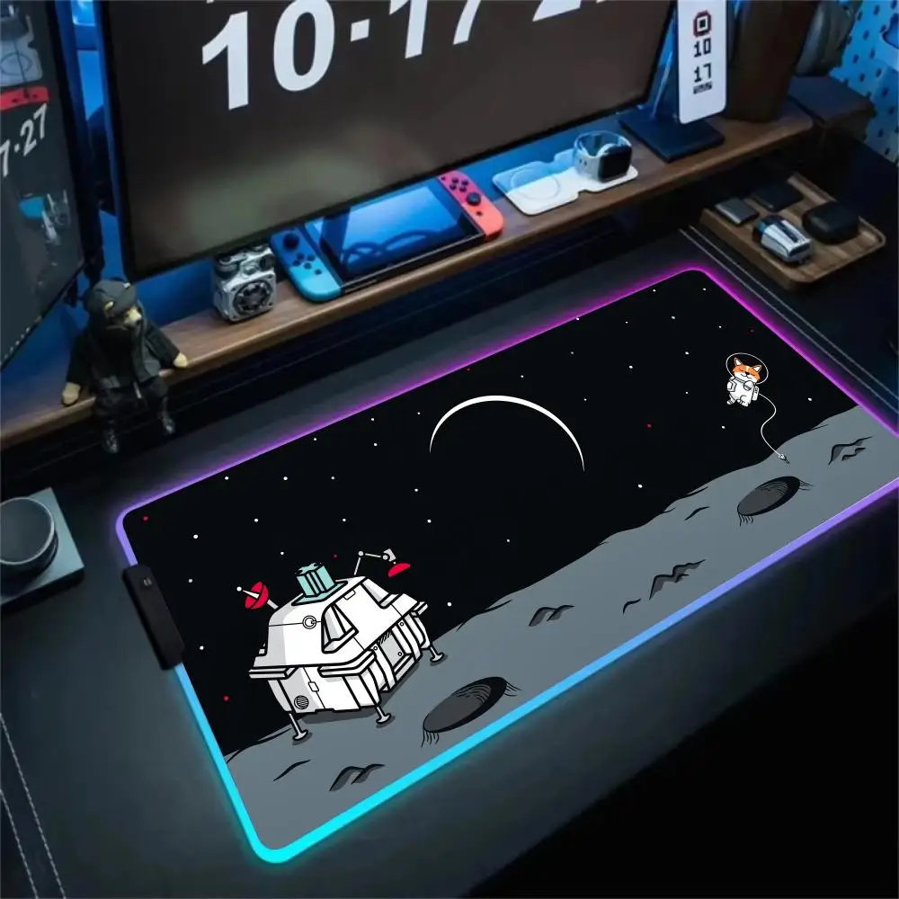 

Коврик для мыши RGB, колпачок для клавиатуры, художественный дизайн, светодиодный светящийся игровой коврик, резиновый противоскользящий настольный коврик, аксессуары для геймера, игровой коврик для мыши