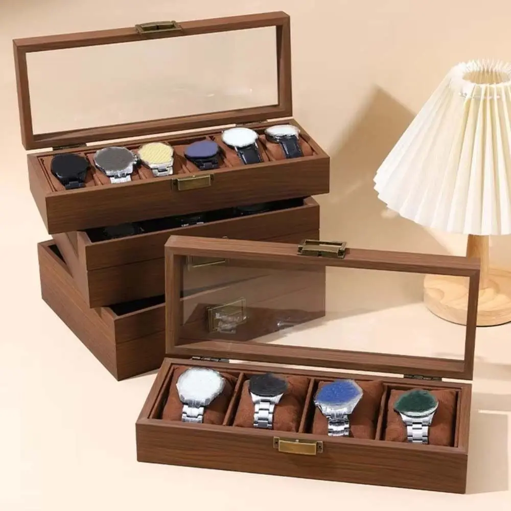 1/2/3/6/10/12 Slots Watch Storage Box Soft Watch Pillow Walnut Wood Watch Display Box Chinese Style Retro Bracelet Storage Box