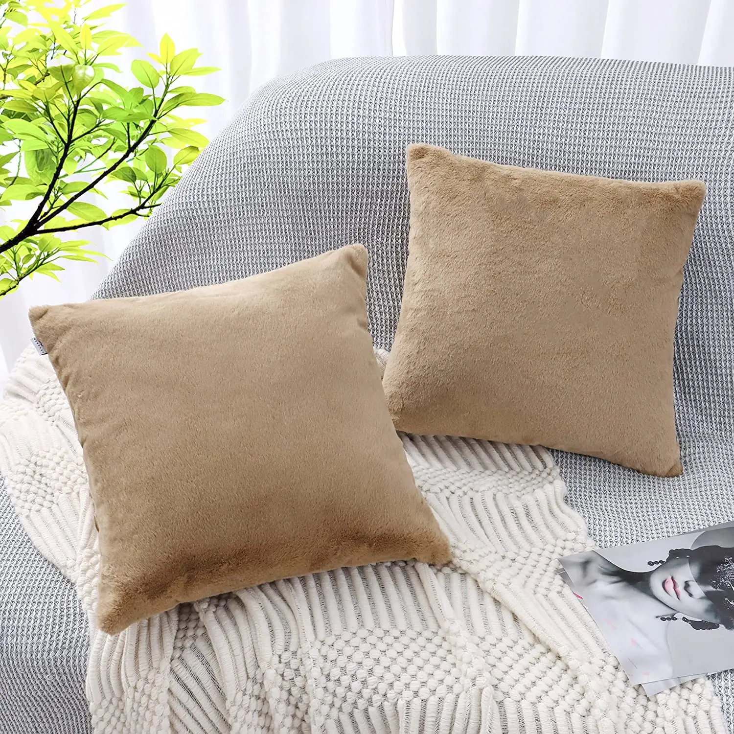 Plush Cushion Cover Fur Decorative Pillows for the Couch Sofa Soft Pillow Cover Christmas Gift Soft Pillow Cases Home Decor