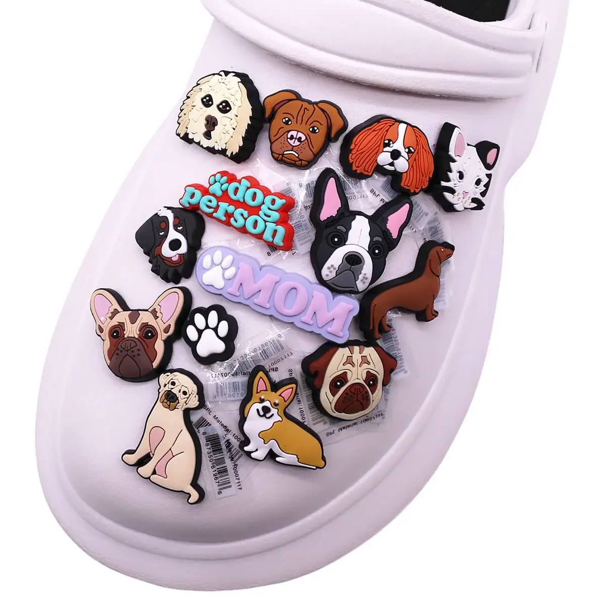 Breloques de chaussures en PVC pour animaux de compagnie, accessoires de décoration, dessus de sandale, bouledogue, chien, chat, Everg, PDPDesigner, original, mignon, drôle, 1 pièce