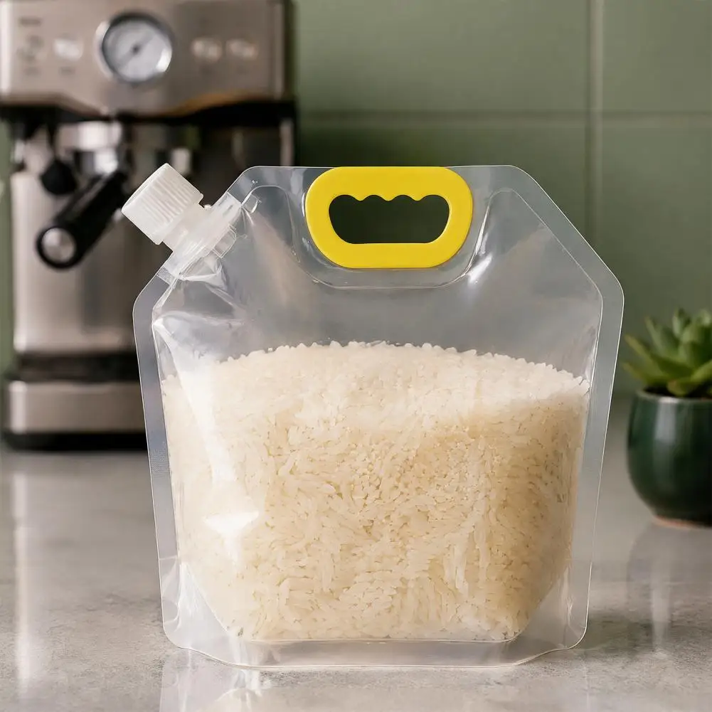 5PCS Grain Storage Bag with Handle Cereal Container Vertical Standing Reusable Food Organizer Moisture Proof Food Bags