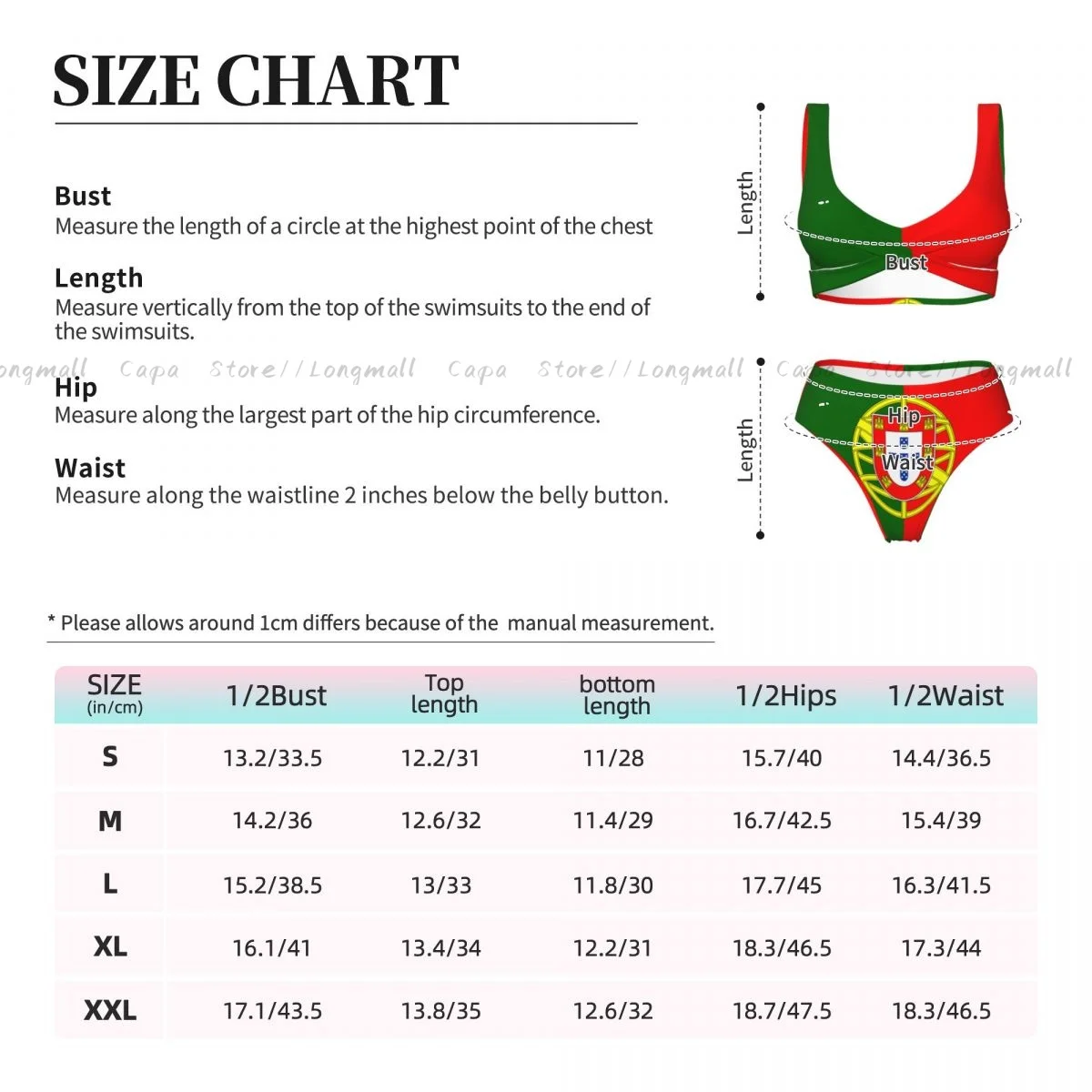 Summer Women V Neck Bikini Set Flag Of Portugal Swimwear Female 2 Piece Beach Swimsuit Bathing Suit