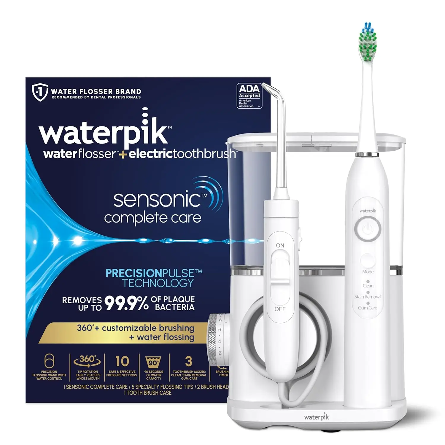 Complete Care Water Flosser and Rechargeable Electric Toothbrush and Water Flosser Combo Set, CC-04, White, Pa