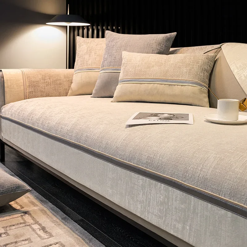 

High-end Polyester Sofa Cushion Four Seasons Universal Slipcover Antislip Sofa Pad Upscale Sitting Cover Carpet Protection