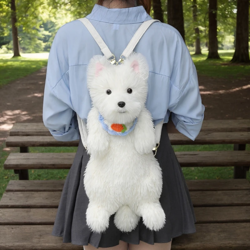

Fashionable Versatile Cute Puppy Plush Backpack Super Realistic Puppy Backpack Girls Boys Kindergarten Birthday Festival Gift