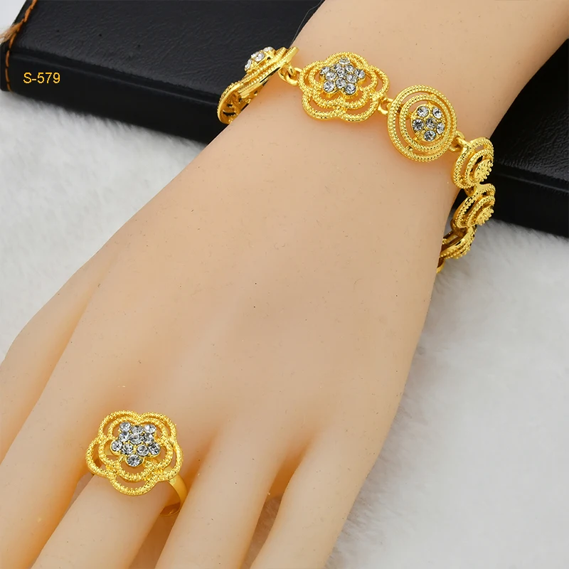 Luxus Nigerianischen Braut Halskette Und Ohrringe Schmuck Sets Für Frauen Dubai 24k Gold Farbe Blume Anhänger Set Hochzeit Party geschenke – Detail 4