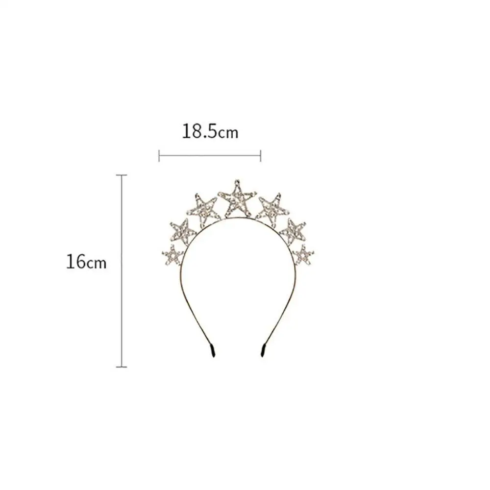 Love Heart Pendant Alloy Princess Headband Five Pointed Star Bridal Crowns Fashion Jewelry Tiaras Rhinestone Hair Hoop