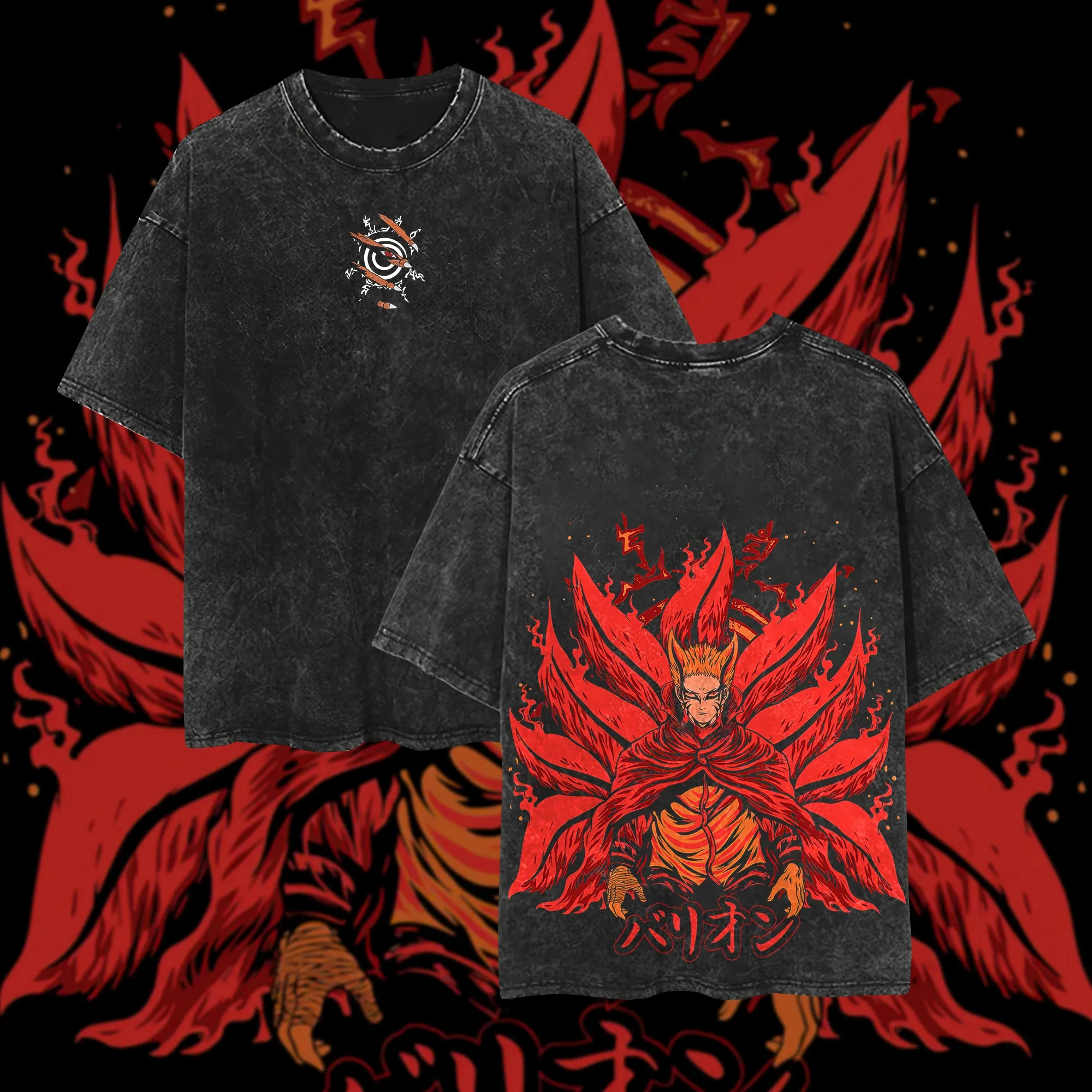 

Naruto Baryon Mode T-shirt Boruto Manga Tee Vintage Washed Oversized Retro Anime Harajuku Streetwear Mens Graphic Clothes Shirt