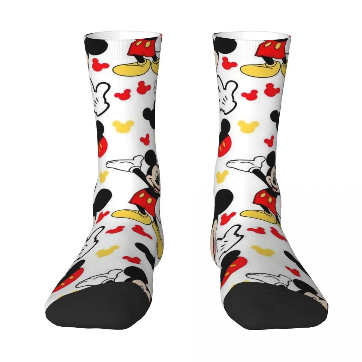 Cool Mickey Mouse Cute Cartoon Basketball Socks Polyester Middle Tube Socks for Women Men Sweat Absorbing