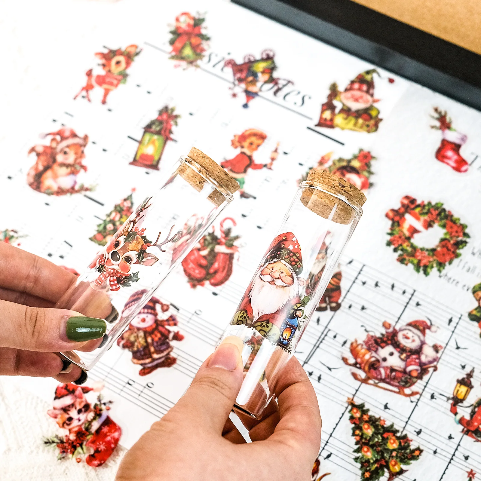 50 قطعة هدية عيد الميلاد سانتا كلوز ملصقات الحيوانات الأليفة للأطفال DIY بها بنفسك ألبوم اليدوية الإبداعية صياغة الشارات المحمول سجل القصاصات الهاتف