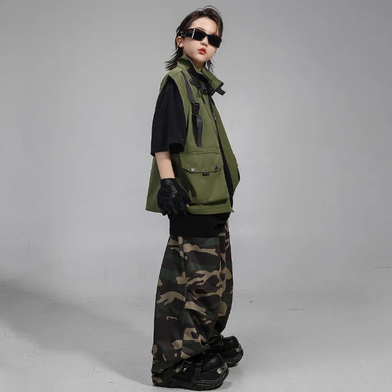 Hip Hop Tanzen Jungen Cooles T-shirt Weste CamoPants Kleidung Sets Mädchen Street Dance Jogger Kinder Jazz Kostüme Kinder Streetwear
