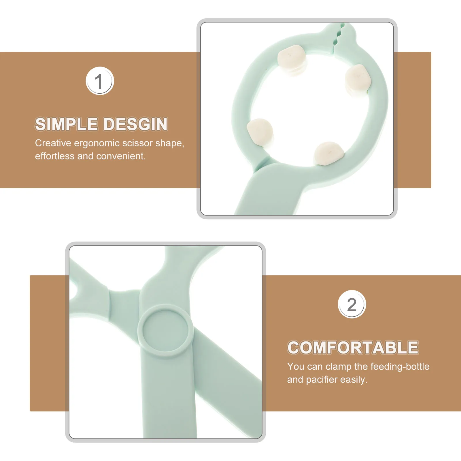 

Baby Bottle Tong Scissor Shape Clip Green Lightweight ABS TPE Anti-slip Feeder Pacifier Holder Microwave Safe InfantSterilized