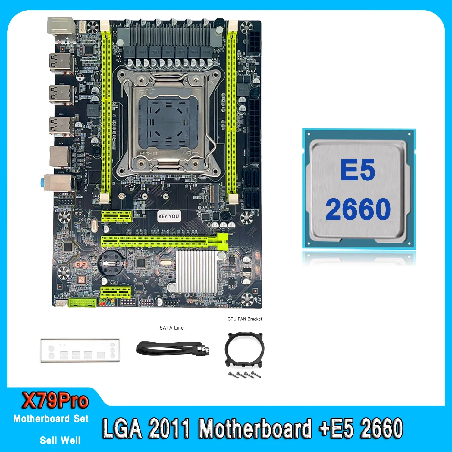 X79 PRO Motherboard Set LGA 2011 E5 2660 Support DDR3 REG ECC Memory CPU Combo Kit Xeon E5 2660 PCI-16 NVME M.2 Server M-ATX