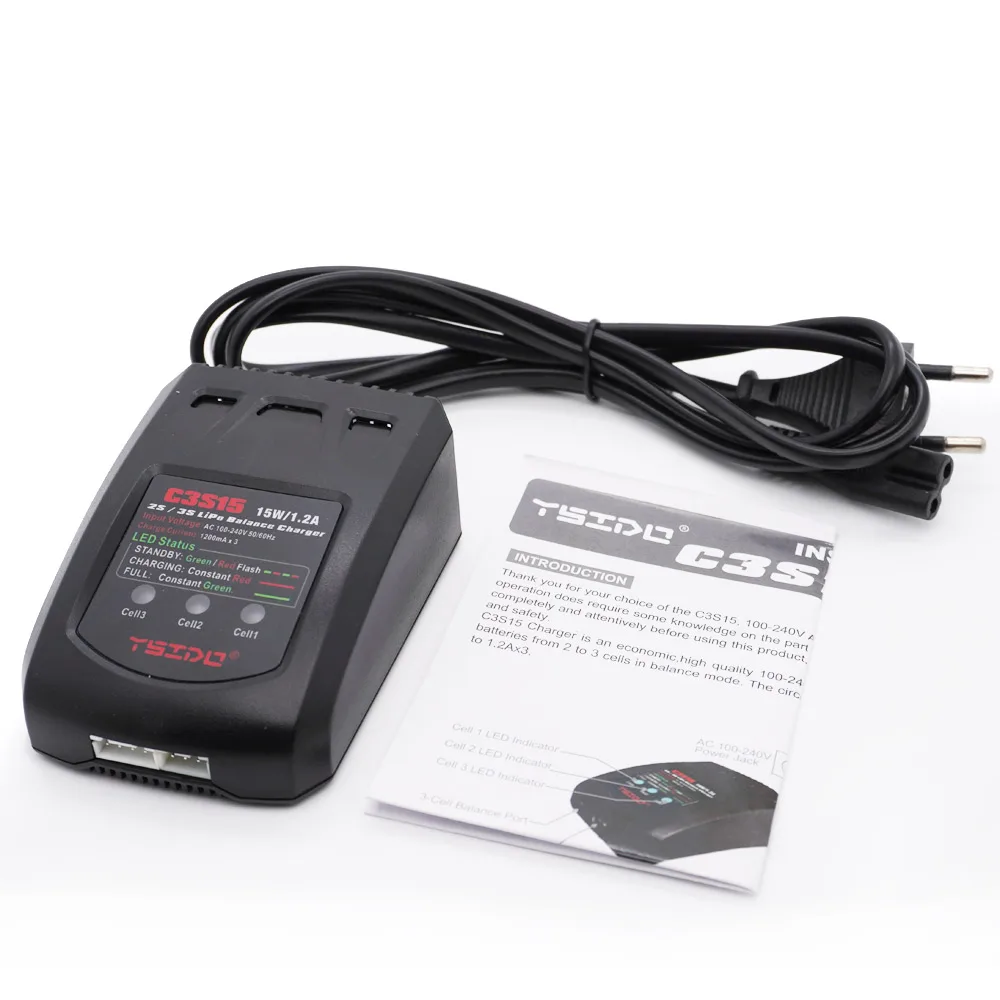 Carregador de Bateria Equilibrado para Helicóptero RC, Fonte de Alimentação de Lítio Lipo, 15W, 1.2A, EU, US Plug, B3Pro Compact 2S, 3S, C3S15