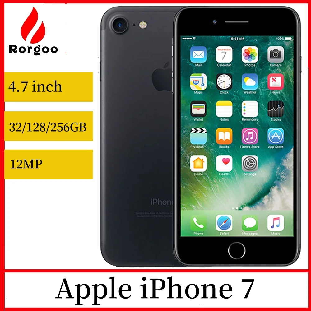 Apple iPhone 7 Smartphone 4G LTE 32GB/128GB/256GB 12.0MP Quad-Core Fingerprint 12MP Unlocked iPhone7 used original cell Phone