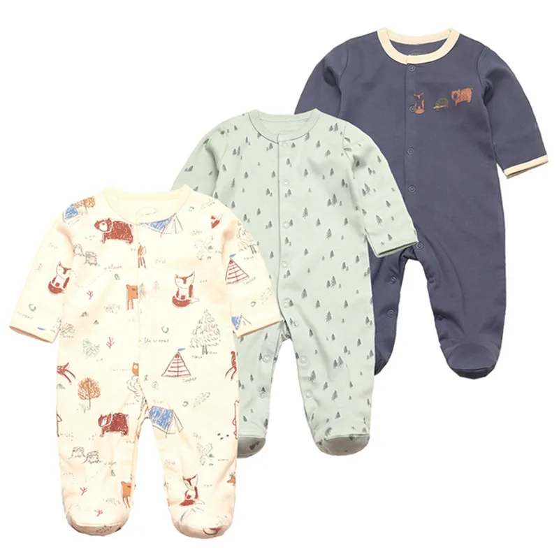 3 Pcs/Lot Newborn Jumpsuit Baby Rompers Long Sleeve Infant Clothing Cotton Baby Boys Girls Clothes 0-12Months Ropa Bebe