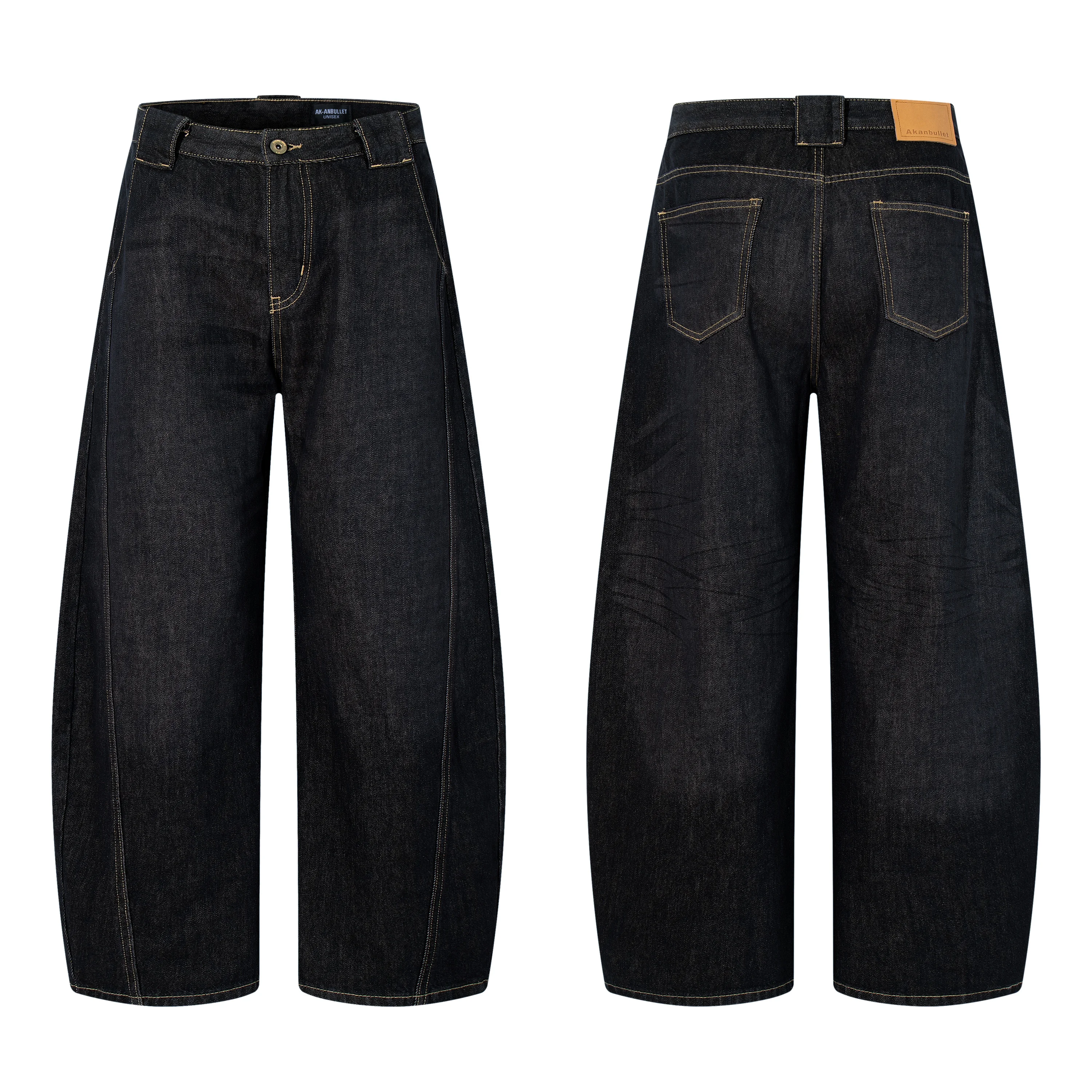 

AL88025 BLCG High Waist Super Quality Loose Fitting Denim Pants Heavy Thick Unisex Fashion Stylish Jeans