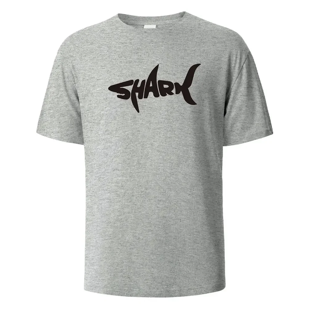 Shark Print T-Shirt 100% Cotton Summer Tees For Men Women Oversize Casual Tops