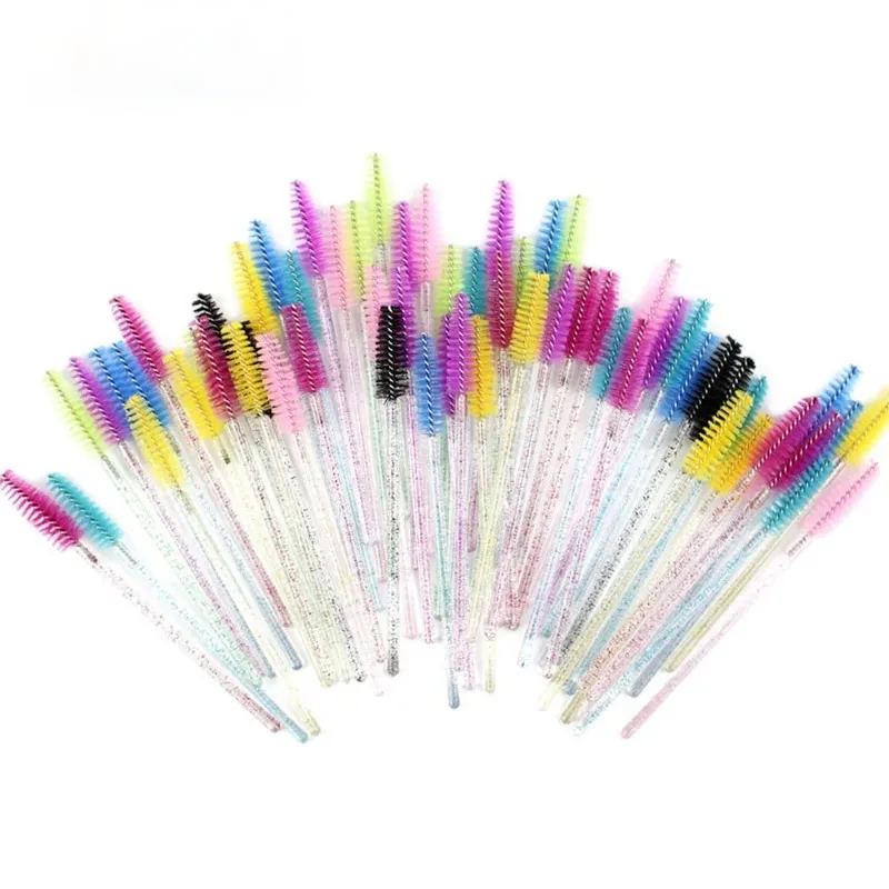 Brosse à cils jetable 30 pièces brosse pour les yeux en cristal poignée en diamant Mini baguettes de Mascara brosse Extension de cils ensemble de pinceaux de maquillage