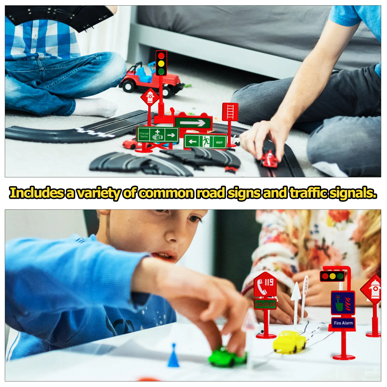 

28Pcs Mini Traffic Signs Realistic Road Cones Traffic Light Educational Street Sign Set for Kids Road Sign Toy