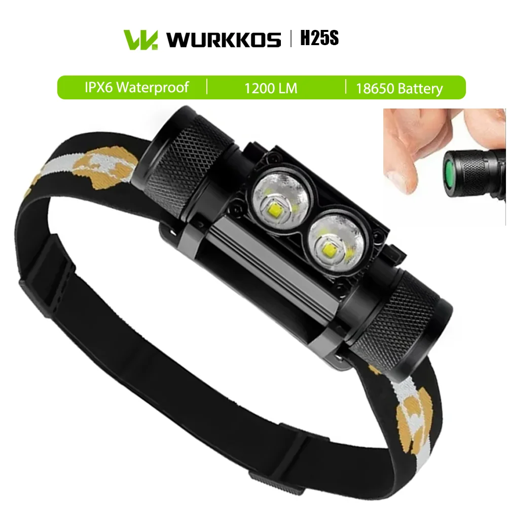 Налобный фонарь H25S 1200 люмен, перезаряжаемый, водонепроницаемый IPX6, светодиод SST40, с аккумулятором 18650, высокий CRI 90, для кемпинга, походов, рыбалки