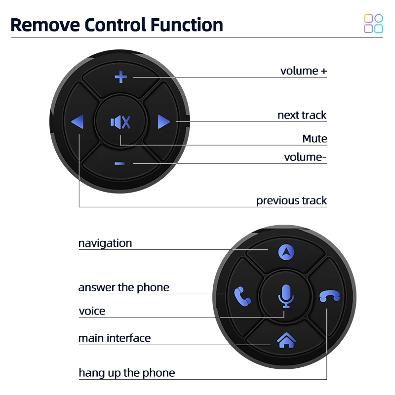 Picture 5: Junsun Universal Car Wireless Steering Wheel Control Button for for Android Autoradio 10 Key Functions Controller With LED Light