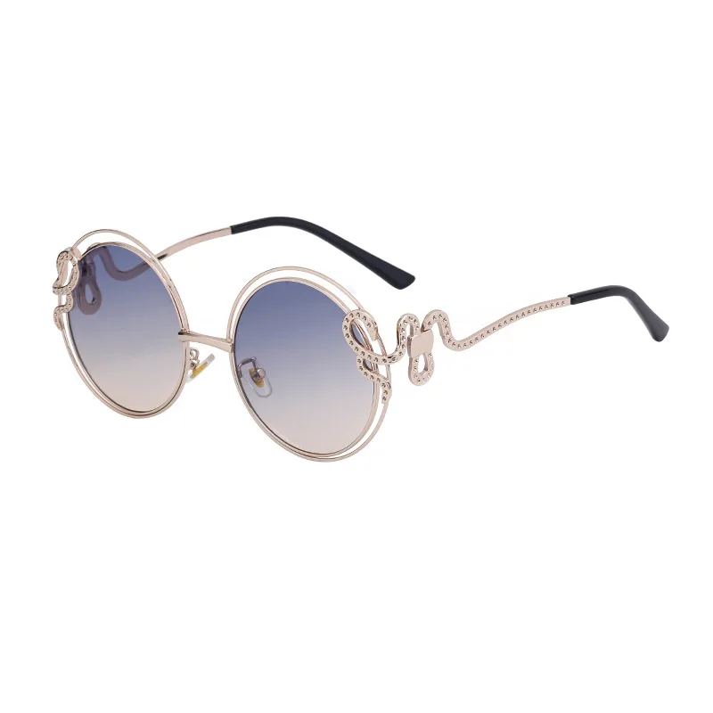 INS-gafas de sol circulares de Metal para mujer, espejo decorativo para fotografía callejera al aire libre, sombrilla de fiesta de lujo, UV400