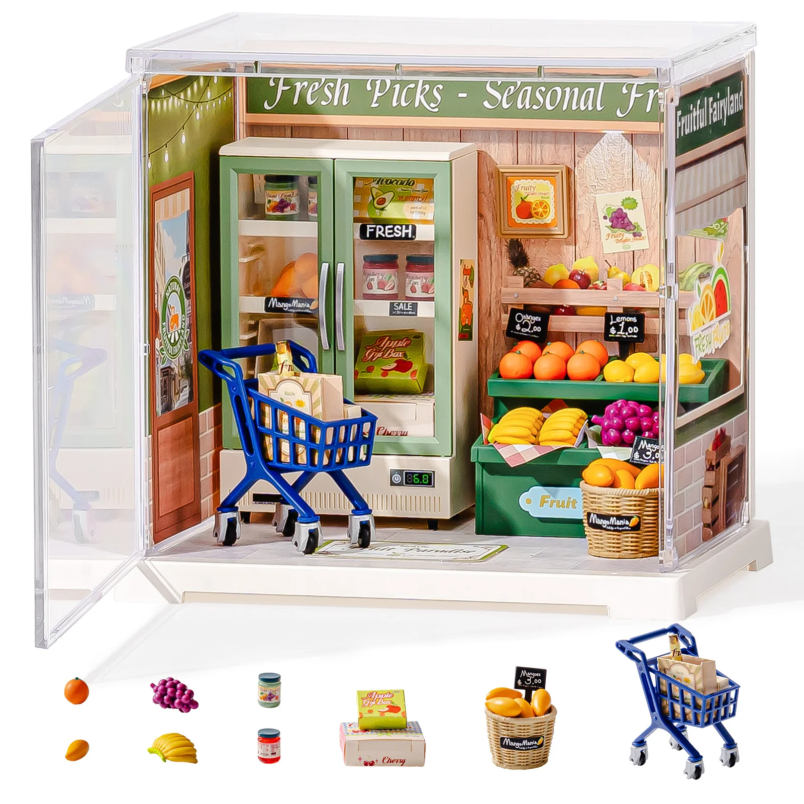 

Rolife DIY Miniature House Kit Nature Energy Fruits Super Creator Dollhouse 3D Puzzle Model Building Kit with LED for Home Decor