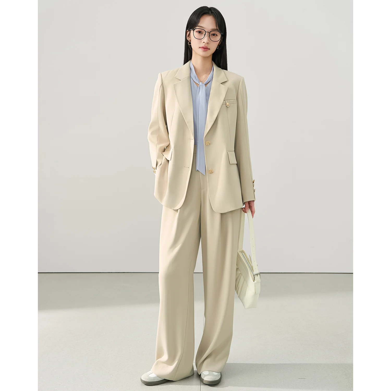 Allingentle losse pasvorm dames 2-delige set mode dames broekpak set voor kantooroutfits aanpassen