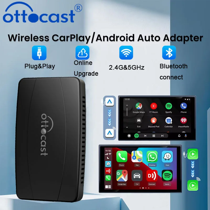 

Ottocast U2X Wireless Android Auto CarPlay 2 In 1 Adapter Plug and Play for Original Wired CarPlay Car Best Price Great Deal