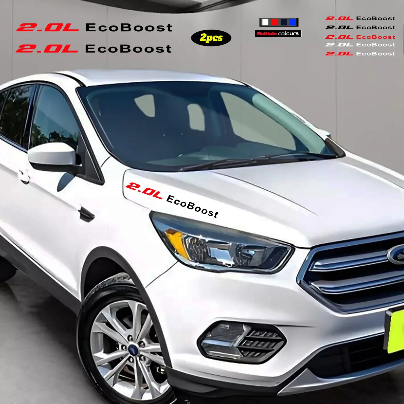 Pair 2.0L EcoBoost For Ford Explorer Edge Escape Maverick Car Truck Hood Sport Vinyl Sticker Decals