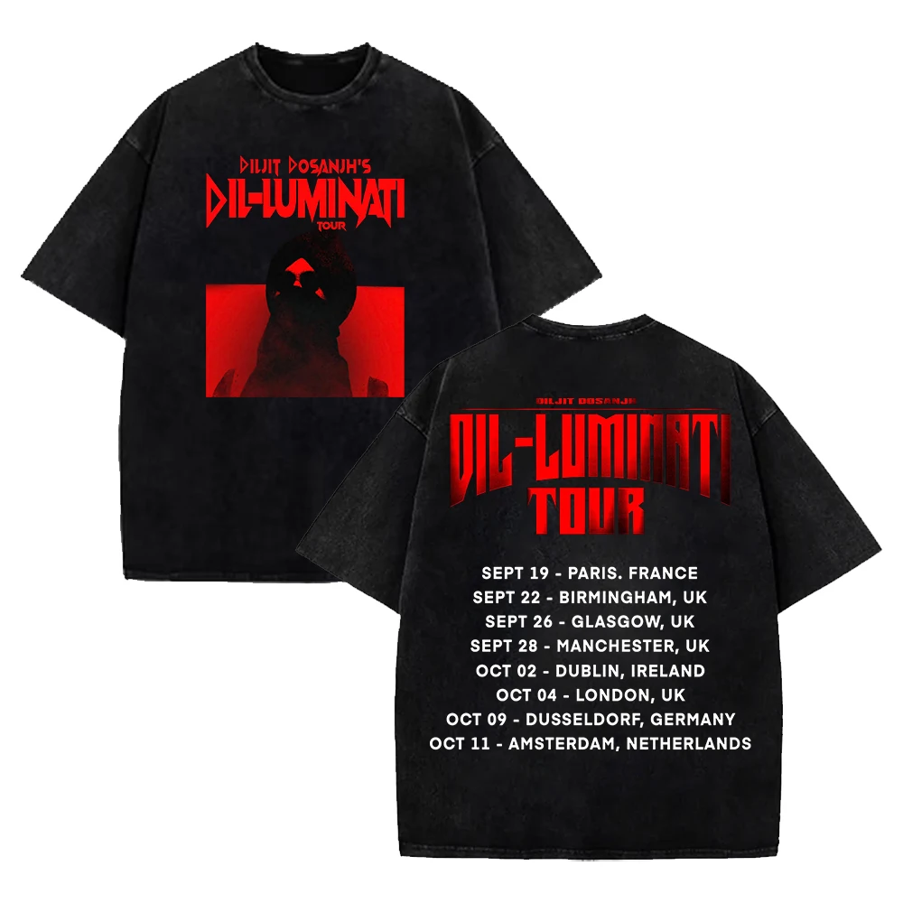 Diljit Dosanjh Dil-Luminati Europe 2024 Tour Tee Short Sleeve Cotton Washed T-shirts Women Men Streetwear Tops