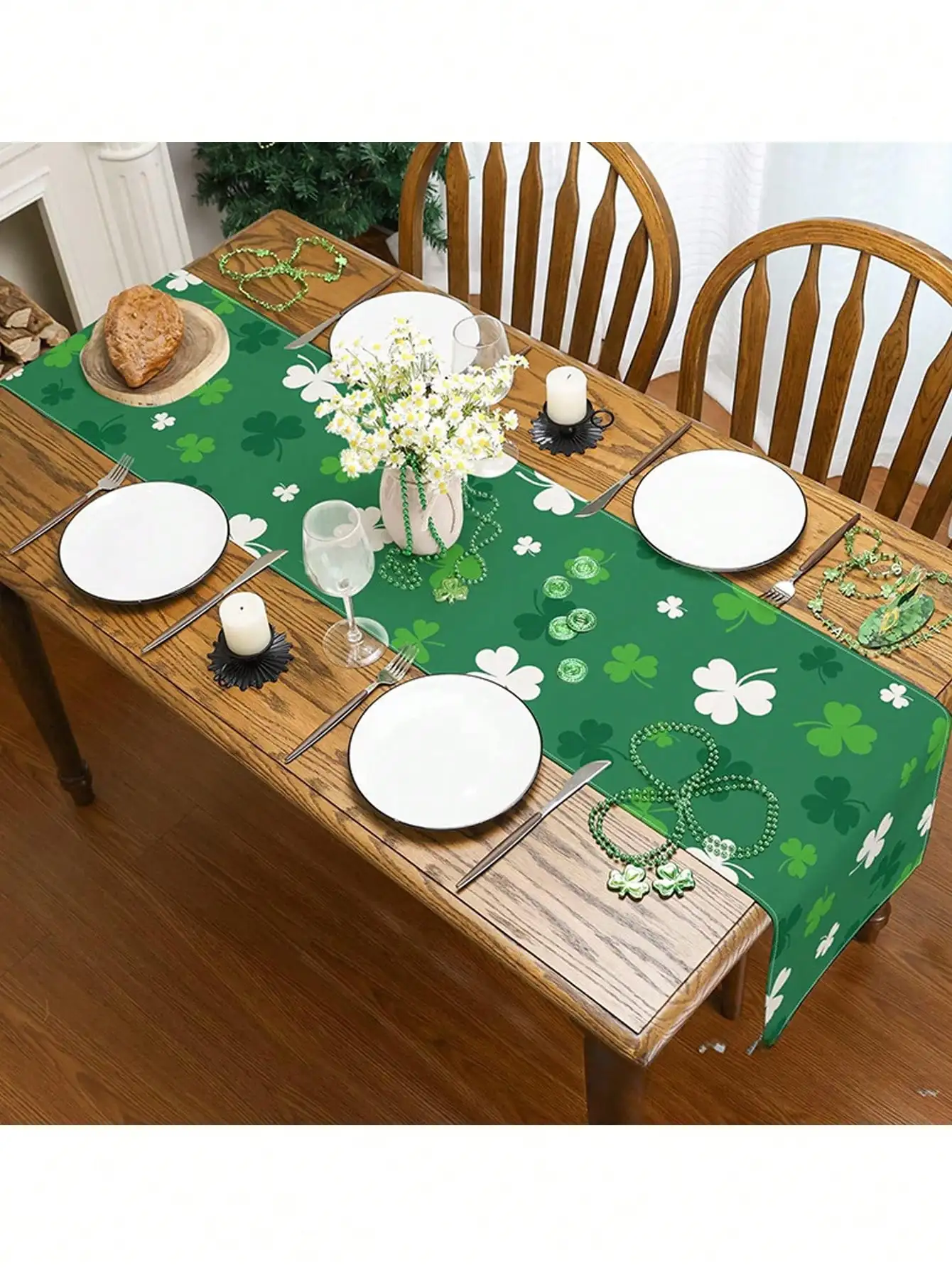 1PC Clover Table Flag Table Cloth 72 Inch Table Decoration Saudi National Day, Sacraments, Dining Table Decoration for Festival