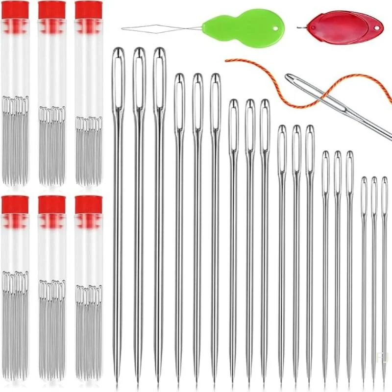 [YU]9/12/15/20PCS Transparent Tube Packed Large Eye Blunt Needles Cross Knitting Embroidery Thread Sewing Needle Set