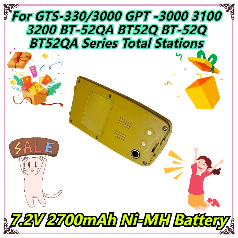 

7.2V 2700mAh Ni-MH Battery For GTS-330/3000 GPT -3000 3100 3200 BT-52QA BT52Q BT-52Q BT52QA Series Total Stations