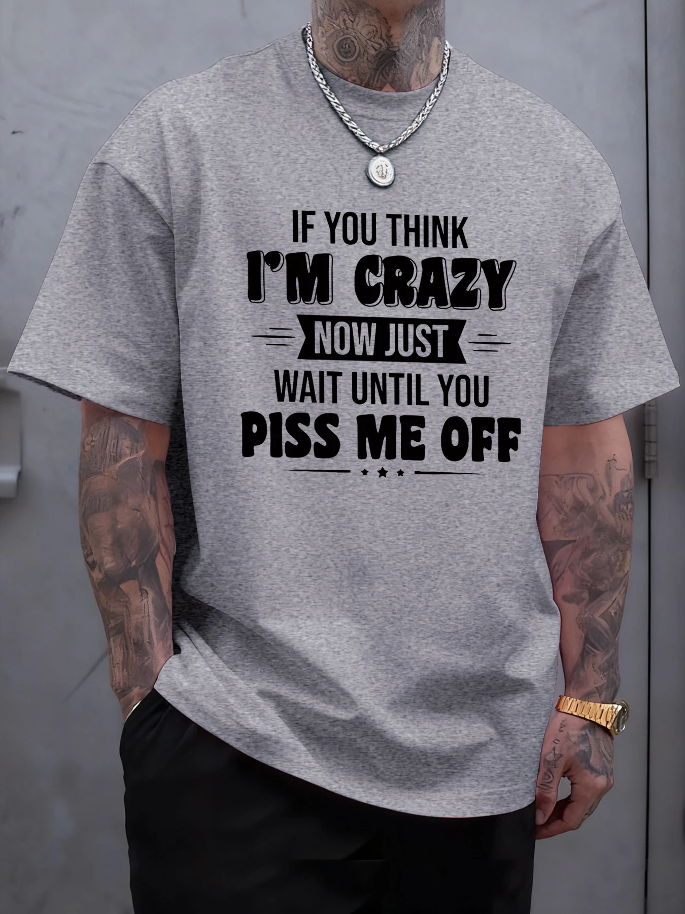Don't Make Me Angry Lustige bedruckte Herren-T-Shirts Hip Hop Sommer-T-Shirt Lose All-Match Streetwear Baumwolle Casual Kurzarm