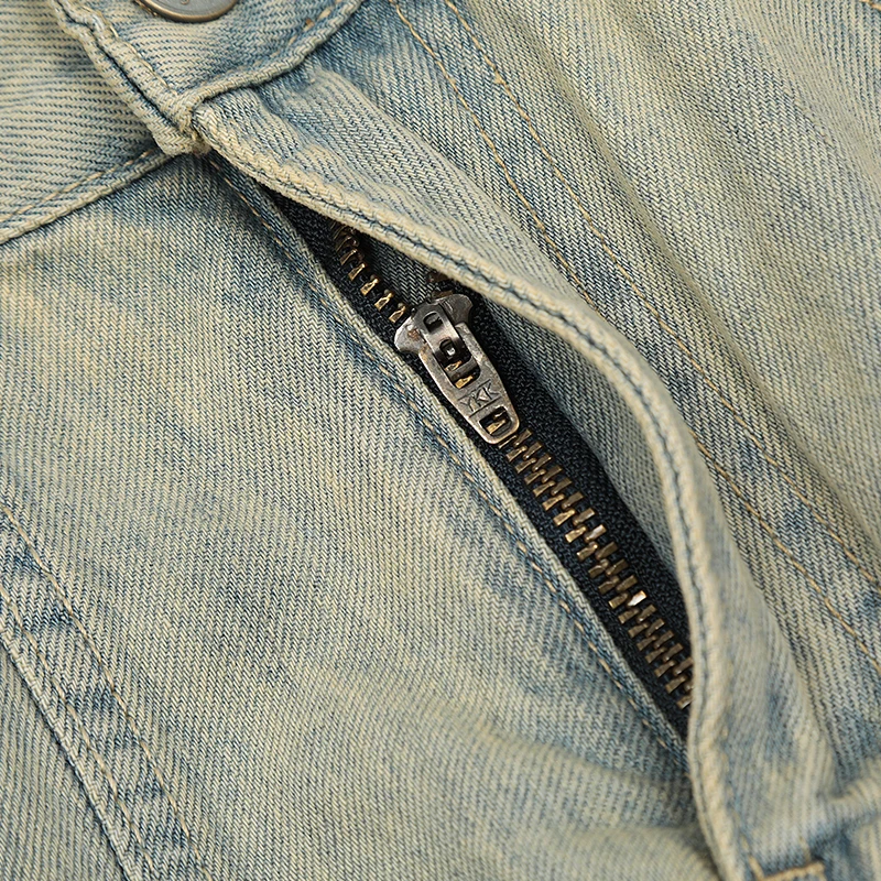 UPRAKF Flared Jeans Streetwear Basic Pants High Street Autumn Casual Pocket Denim Fashion Summer Light Color