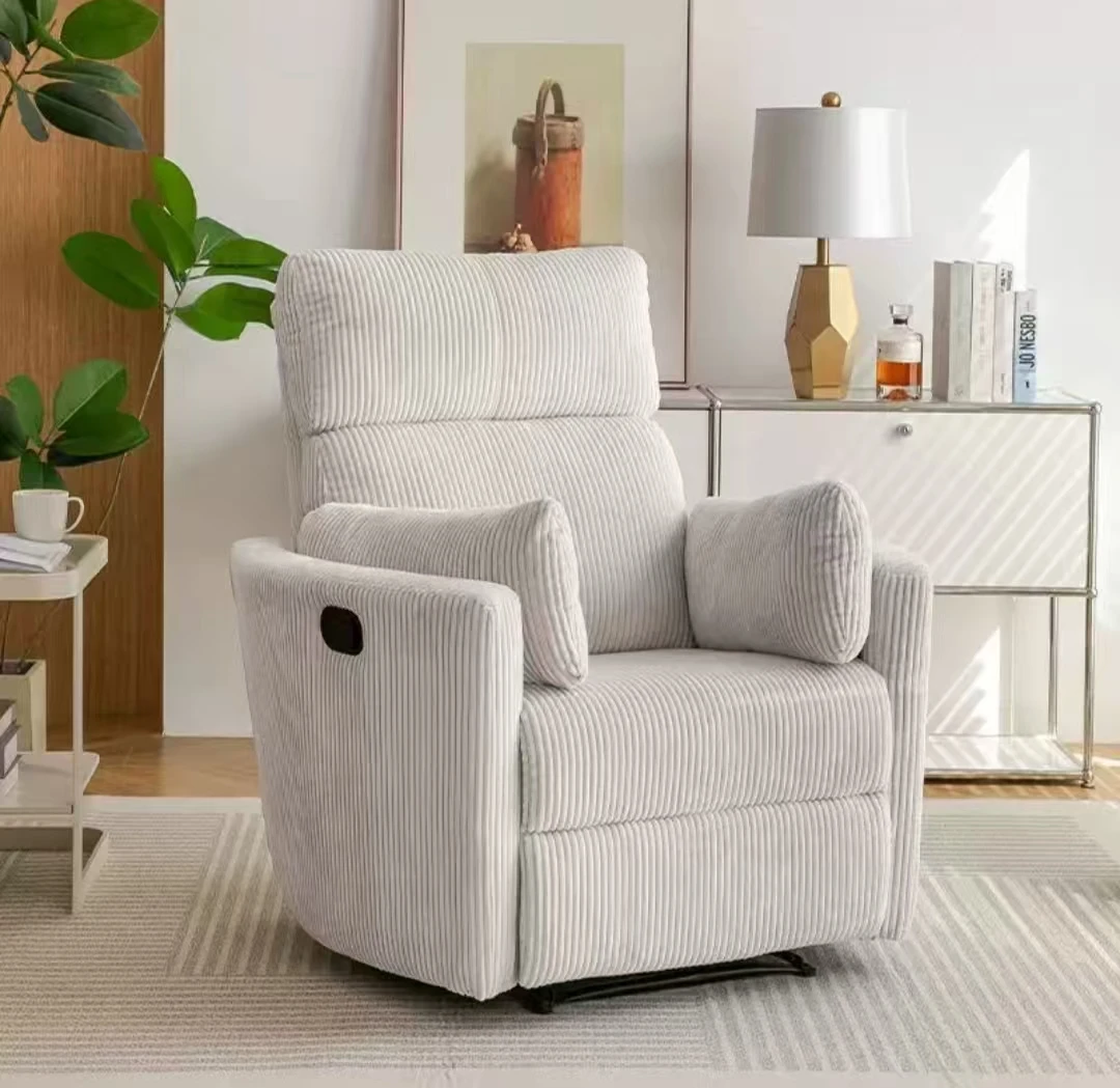 Light Coffee Corduroy Functional Single Chair: Unlock the Dual Experience of Laziness and Comfort in a Corner of the Living Roo