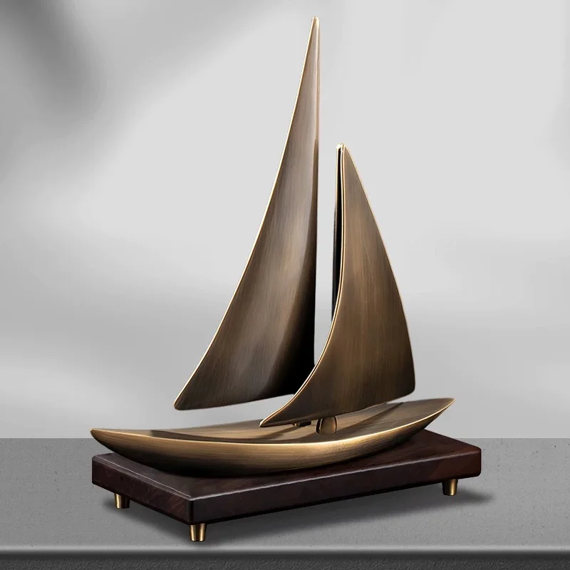 

Smooth sailing home living room TV cabinet entrance decoration light luxury high-end sailing ornament